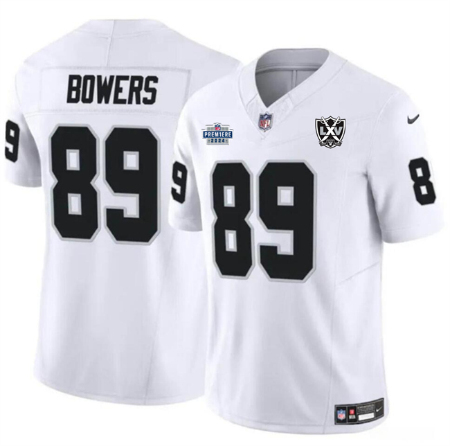 Men's Las Vegas Raiders #89 Brock Bowers White 2024 F.U.S.E 65th Anniversary Patch Vapor Football Stitched Jersey - Click Image to Close